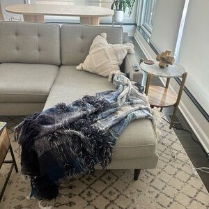 Anthropologie “All Roads Yucca” Throw Blanket (blues, navy, and cream/tan)